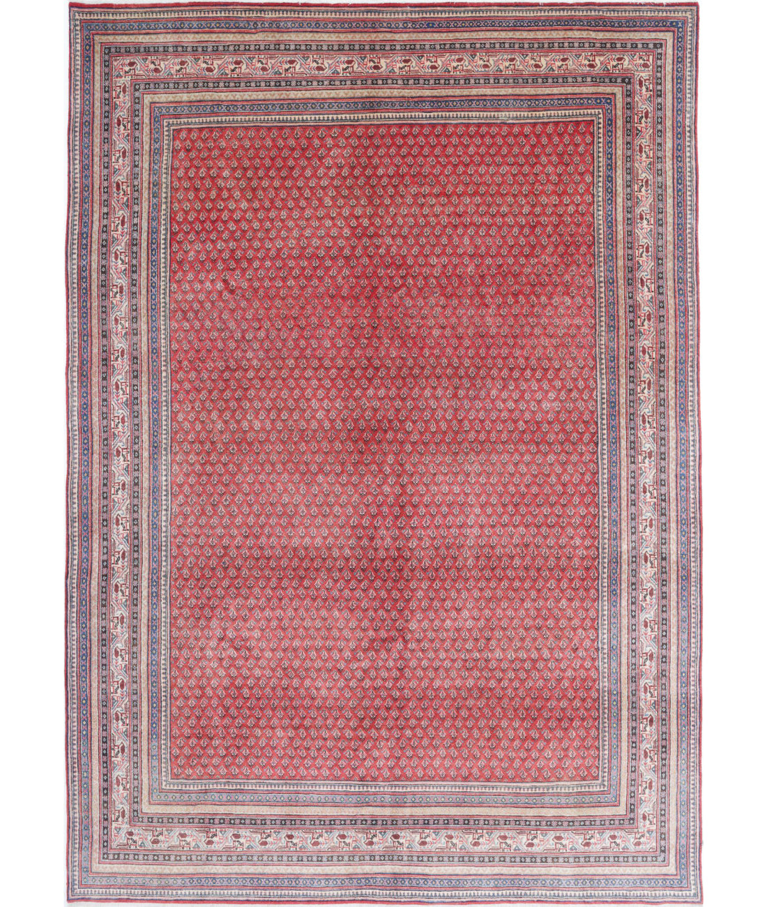 Hand Knotted Oriental Mir Saraband Wool Rug - 7'8'' x 11'2''