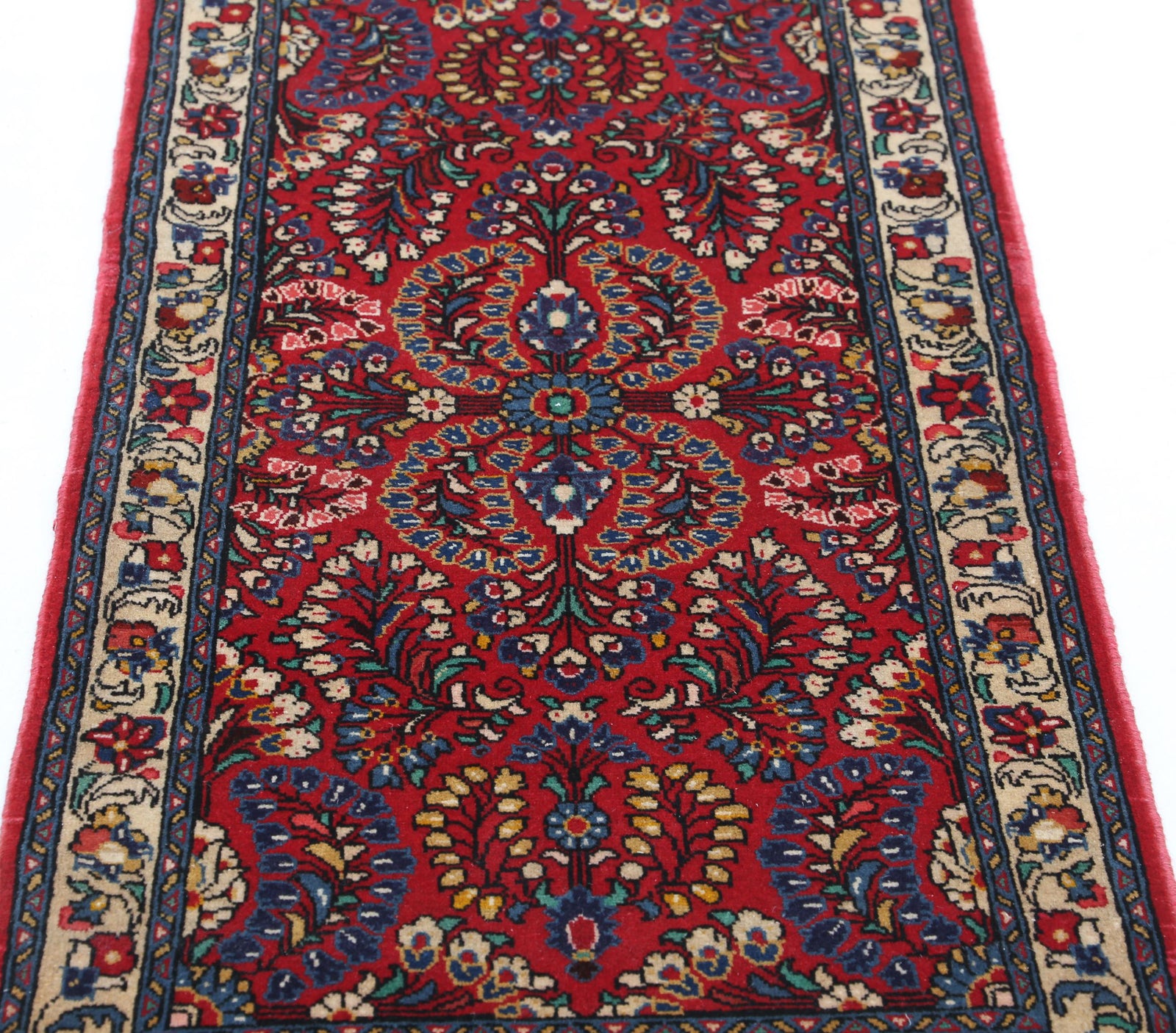 Hand Knotted Oriental Sarouk Wool Rug - 2'1'' x 4'2''
