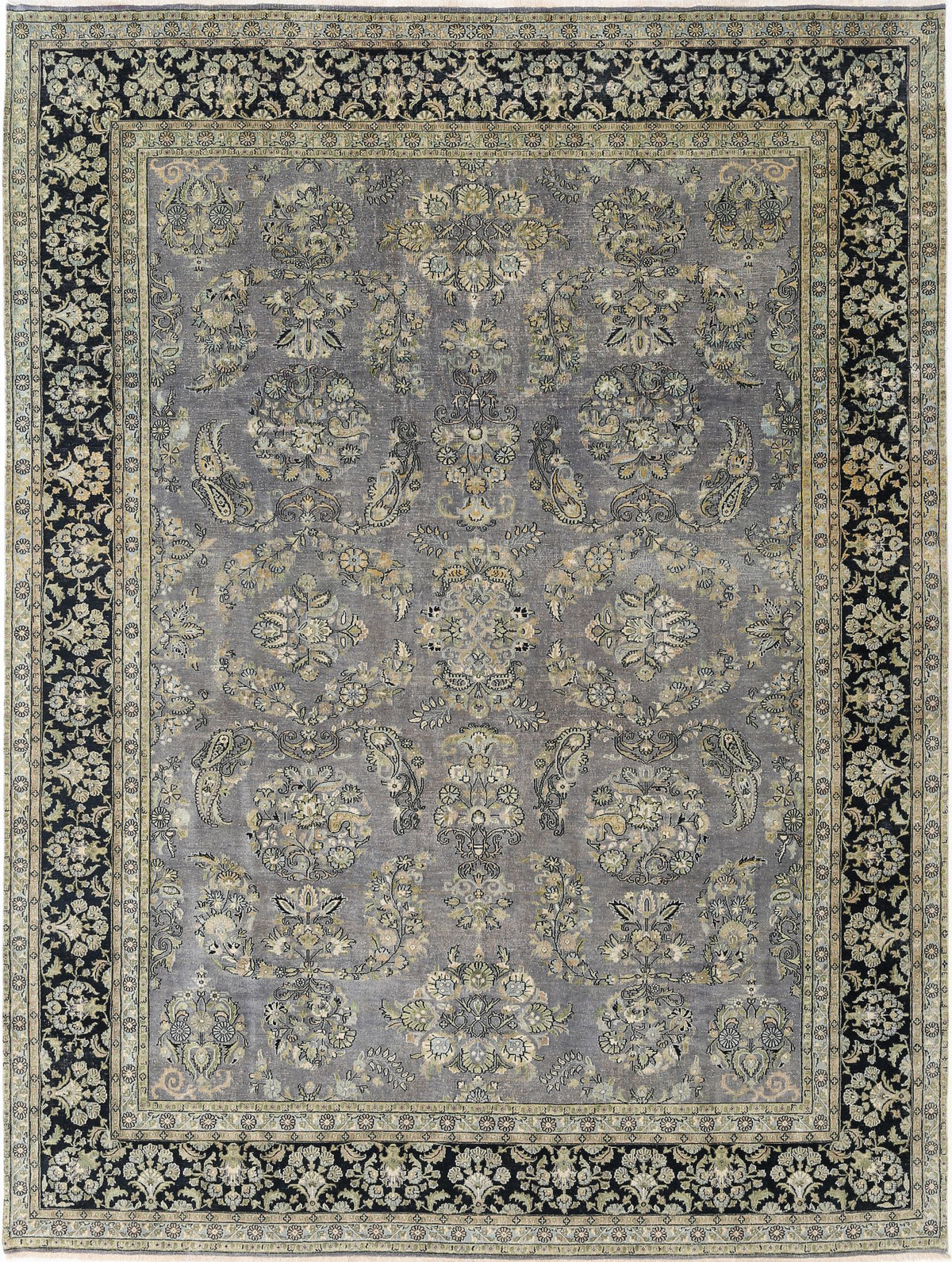Hand Knotted Traditional Sarouk Wool Rug - 8&#39;8&#39;&#39; x 11&#39;6&#39;&#39;