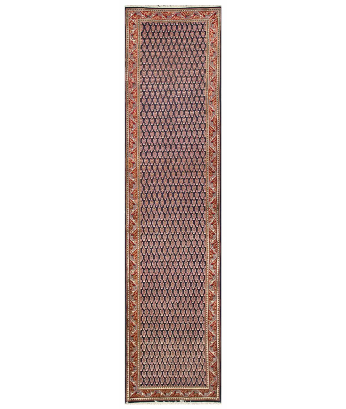 Hand Knotted Senneh Wool Rug  - 2&#39; 11&quot; X 12&#39; 4&quot;