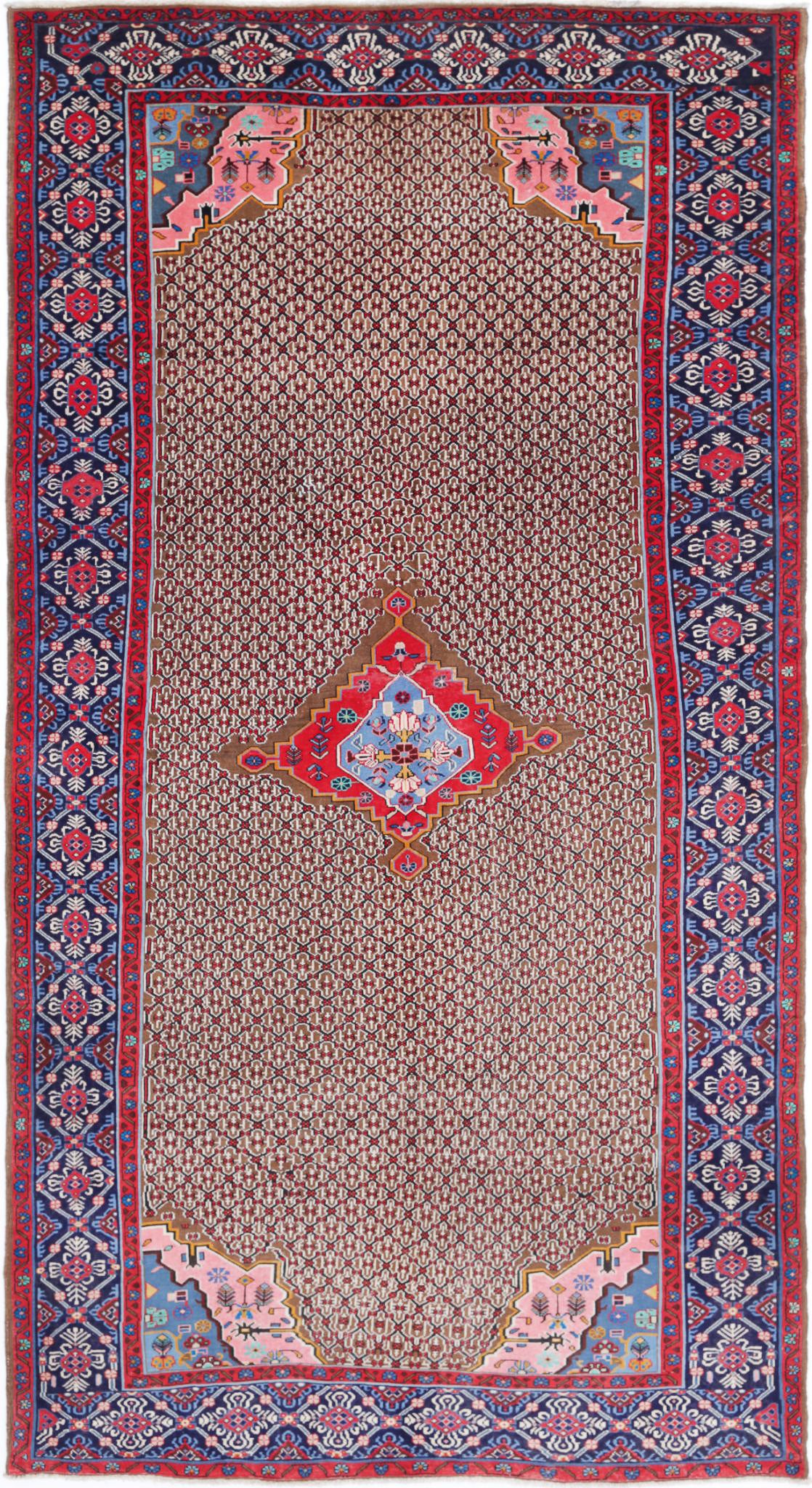 Hand Knotted Semi Antique Oriental Senneh Wool Rug - 5&#39;2&#39;&#39; x 9&#39;10&#39;&#39;