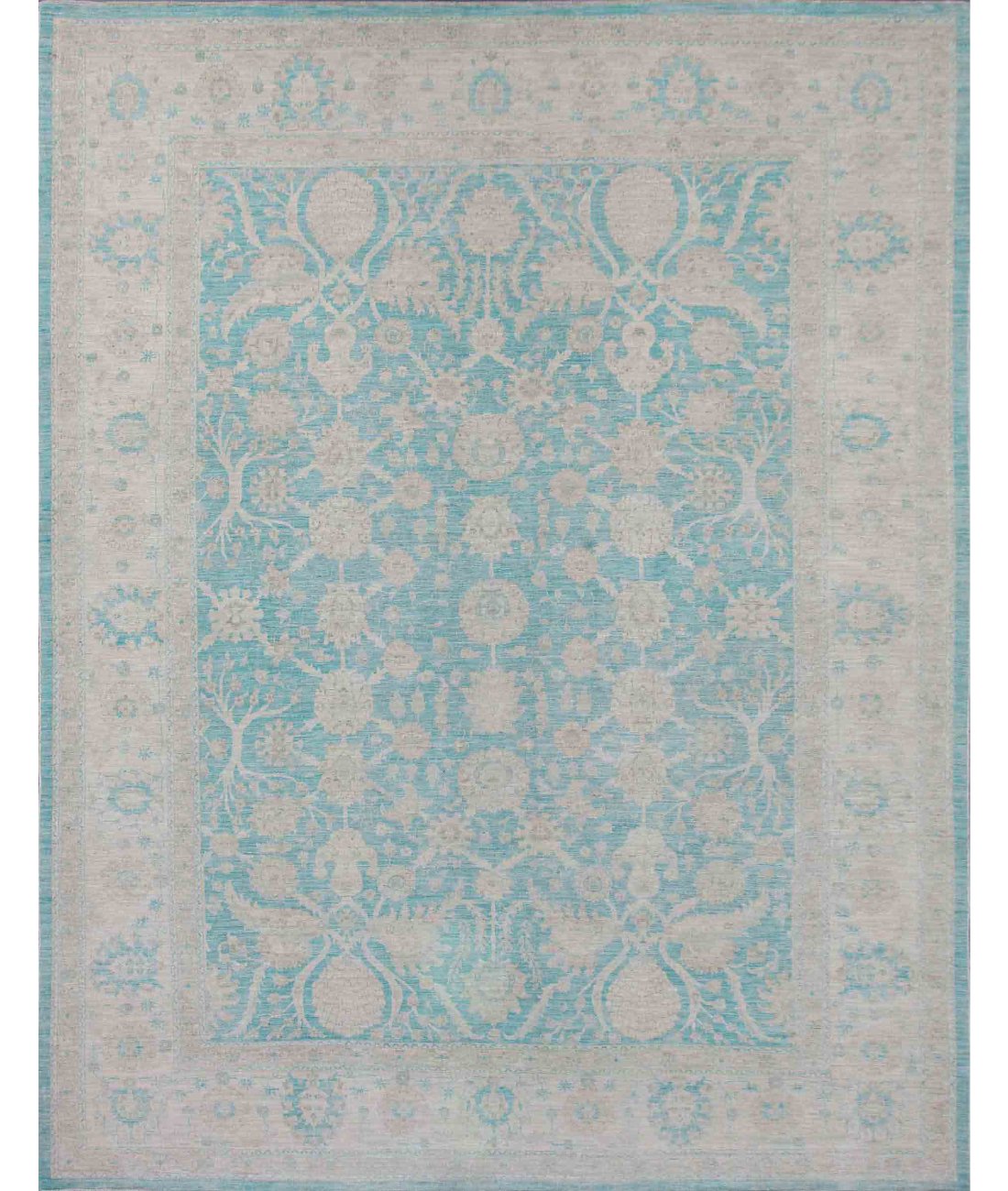 Hand Knotted Serenity Wool Rug 9' 2" X 12' 2" 9' 2" X 12' 2" (280 X 371) / Teal / Ivory
