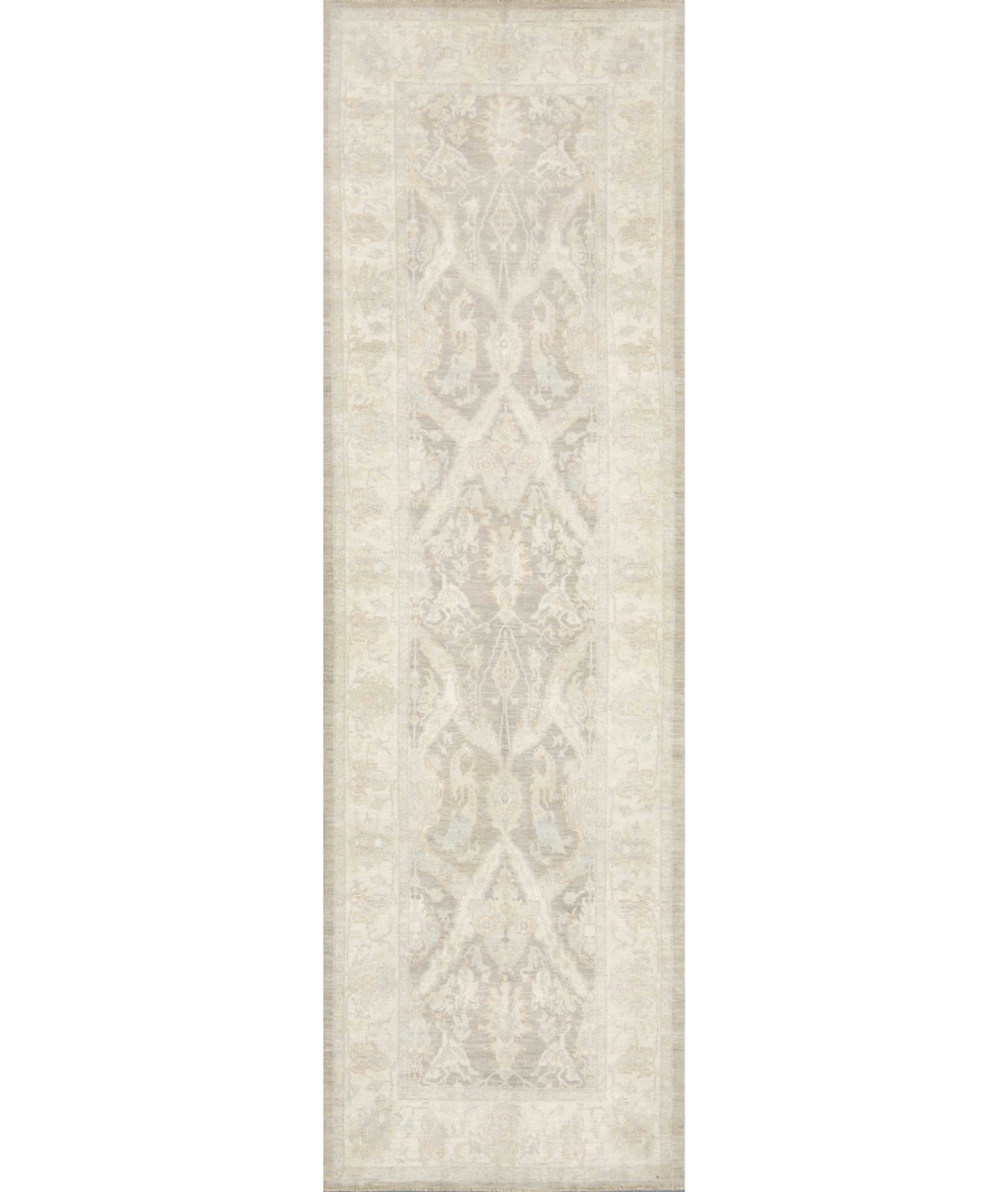 Hand Knotted Serenity Wool Rug 4' 10" X 14' 8" 4' 10" X 14' 8" (147 X 447) / Brown / Ivory