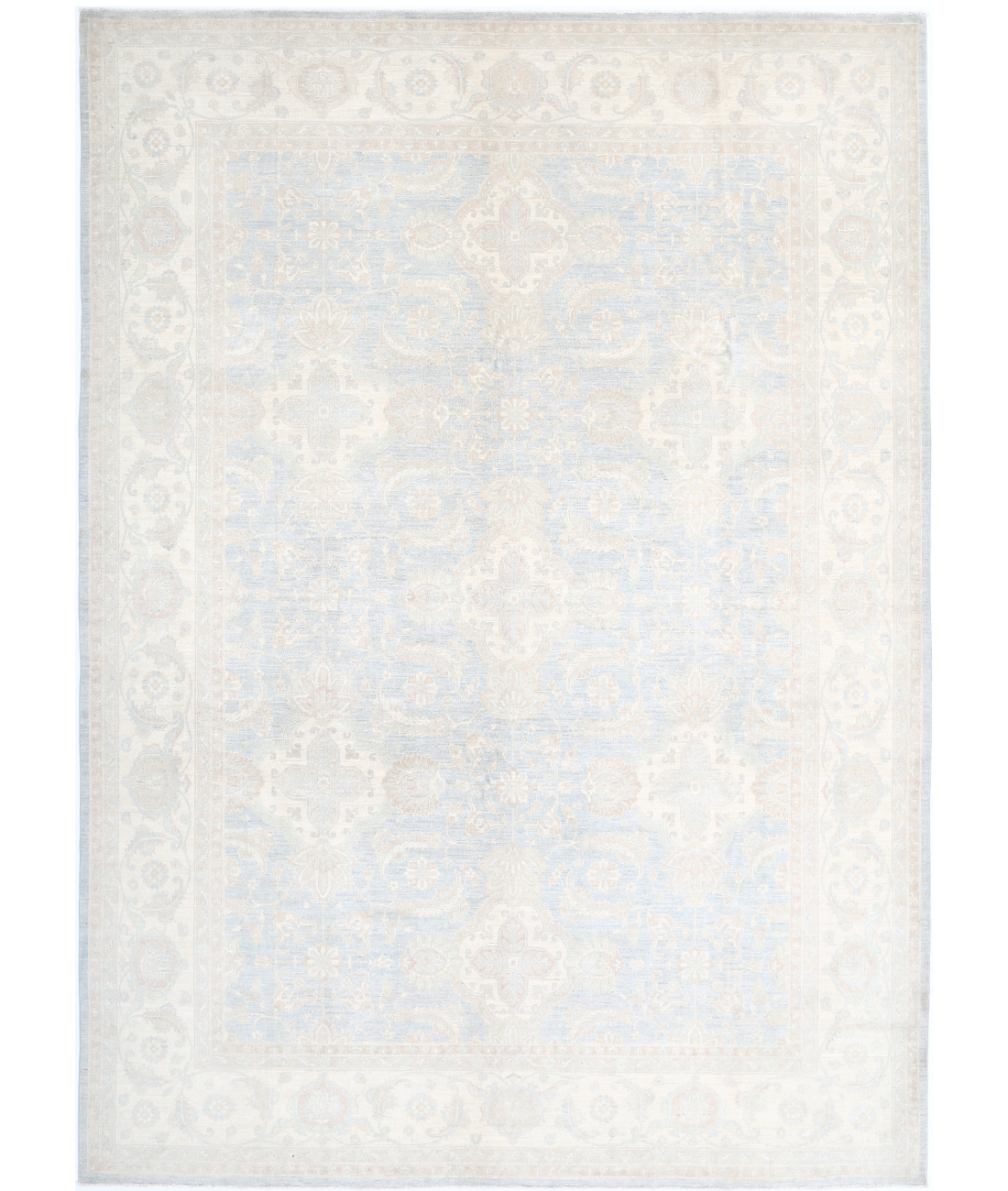 Hand Knotted Serenity Wool Rug 9' 3" X 12' 5" 9' 3" X 12' 5" (282 X 379) / Blue / Ivory