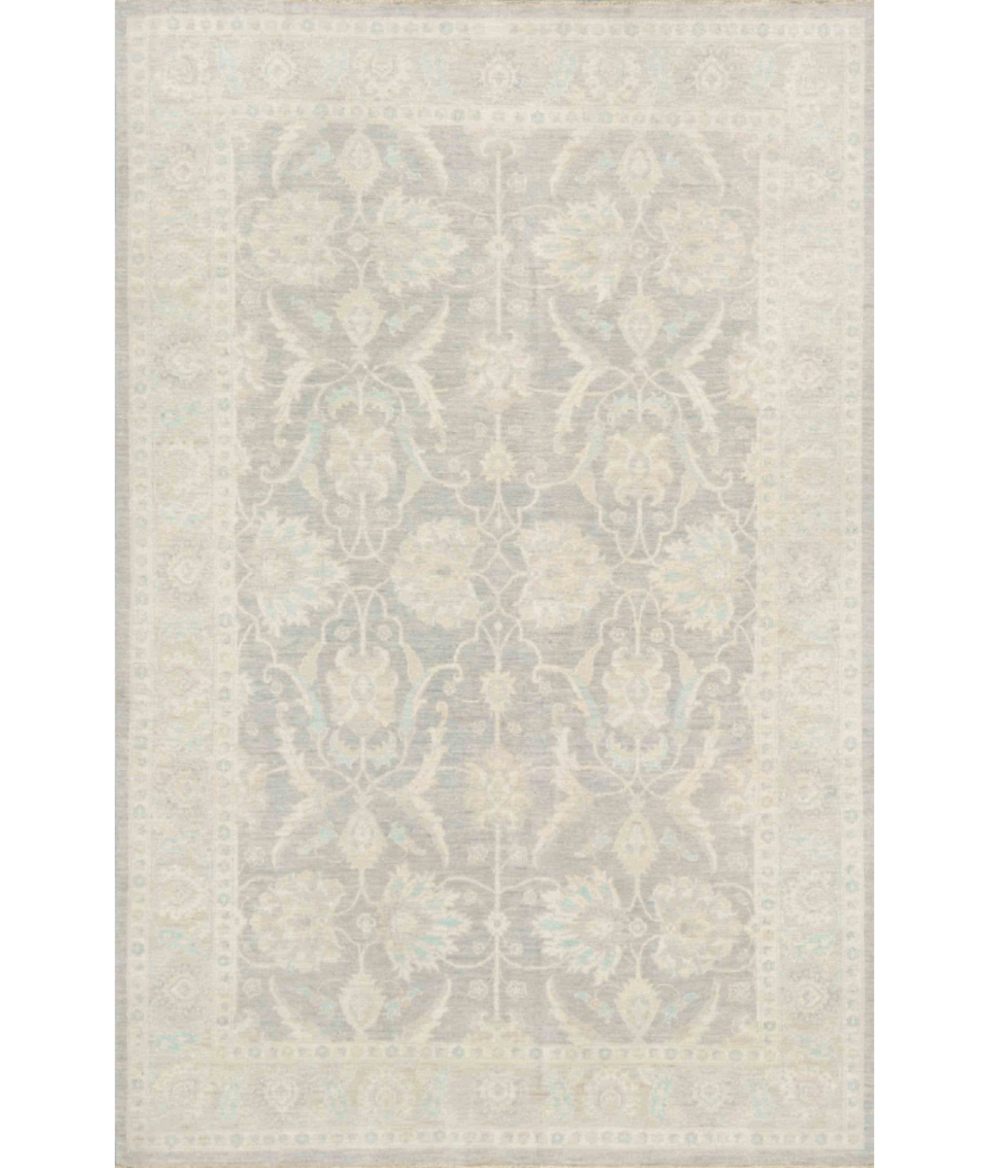 Hand Knotted Serenity Wool Rug 6' 0" X 9' 2" 6' 0" X 9' 2" (183 X 280) / Grey / Ivory