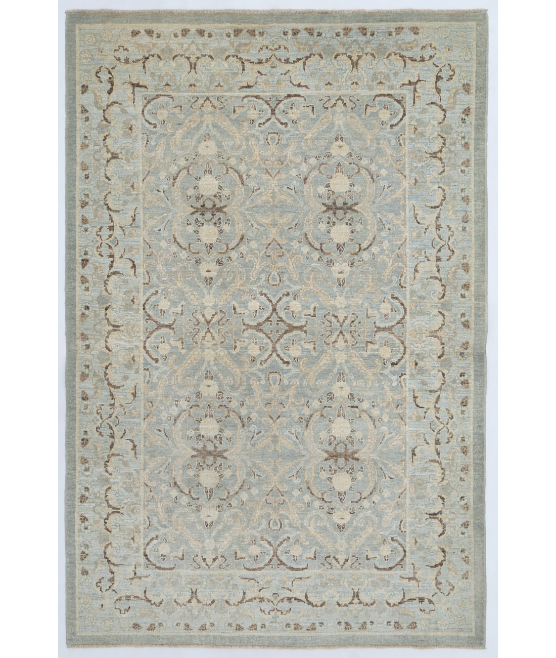 Hand Knotted Serenity Wool Rug 4' 4" X 6' 6" 4' 4" X 6' 6" (132 X 198) / Grey / Green