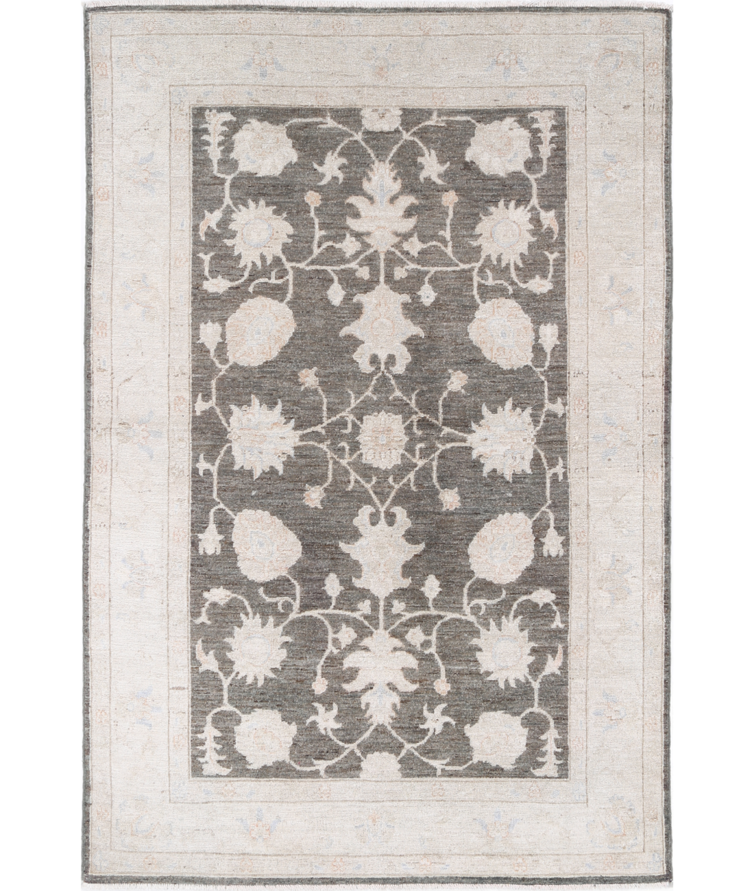Hand Knotted Serenity Wool Rug 4' 0" X 6' 1" 4' 0" X 6' 1" (122 X 185) / Brown / Ivory