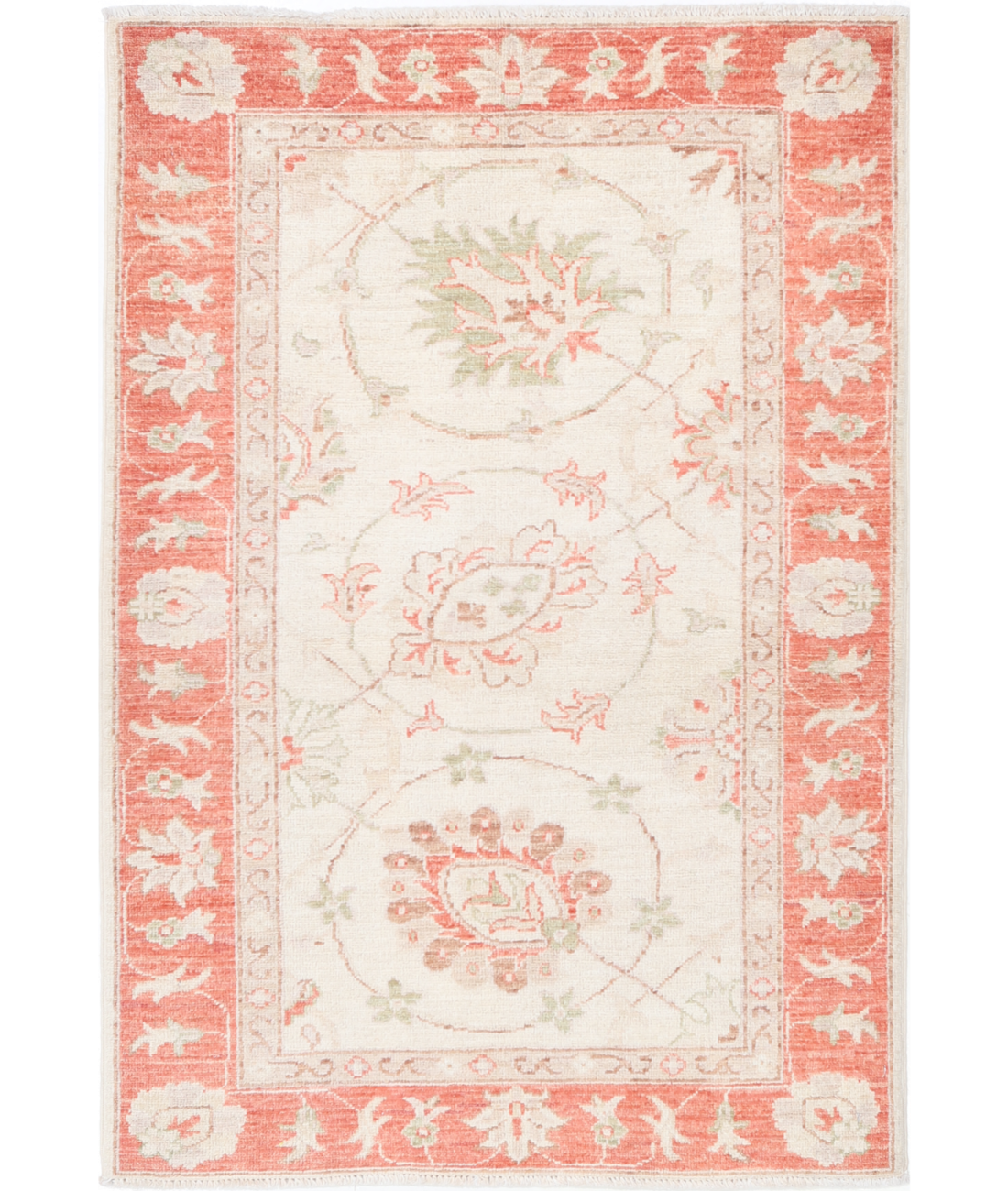 Hand Knotted Serenity Wool Rug 2' 7" X 3' 11" 2' 7" X 3' 11" (79 X 119) / Ivory / Red