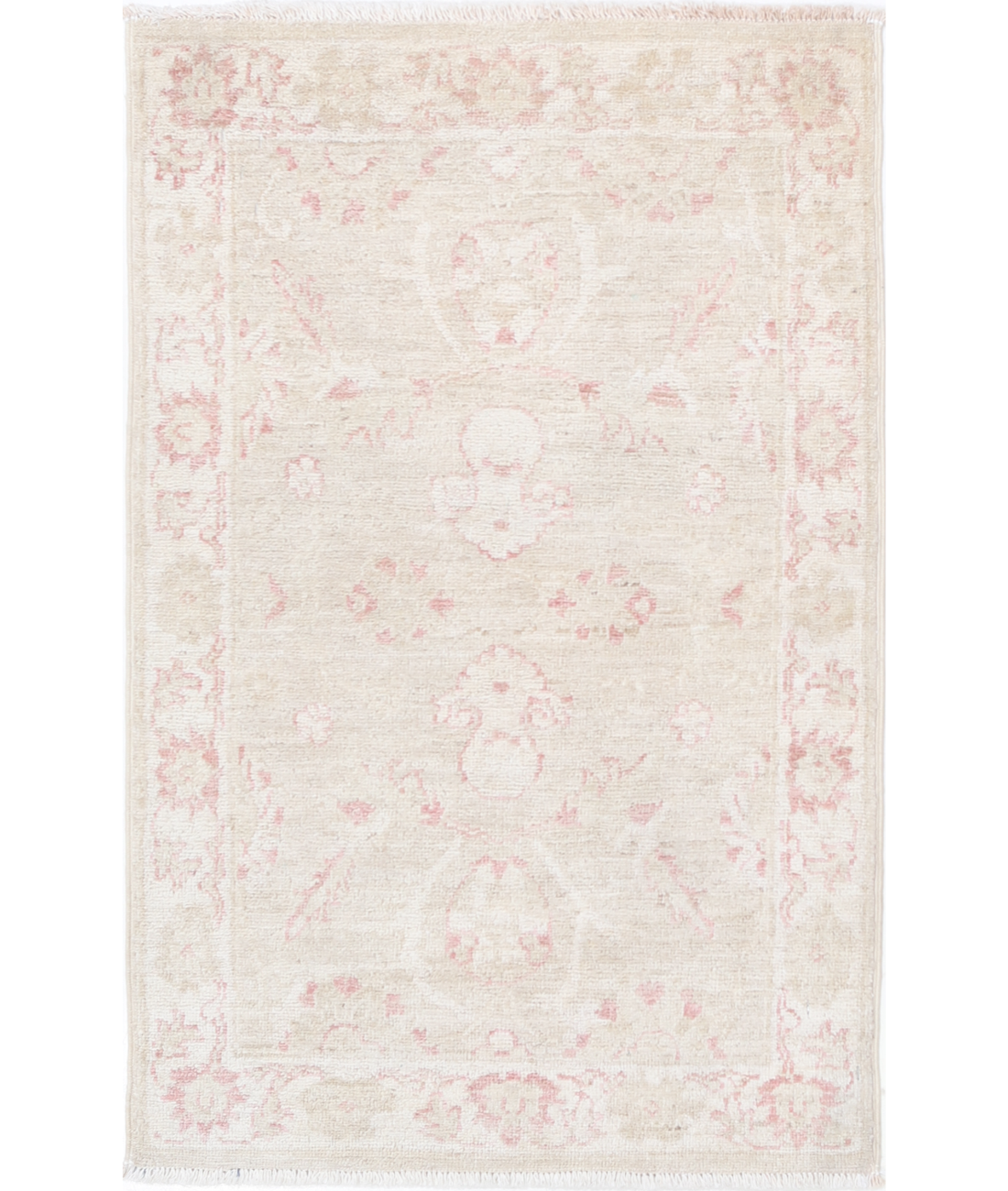 Hand Knotted Serenity Wool Rug 2' 0" X 3' 1" 2' 0" X 3' 1" (61 X 94) / Ivory / Pink