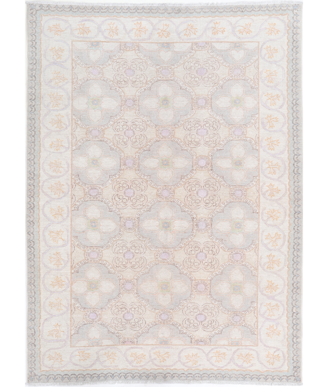 Hand Knotted Serenity Wool Rug 4' 9" X 6' 8" 4' 9" X 6' 8" (145 X 203) / Grey / Ivory