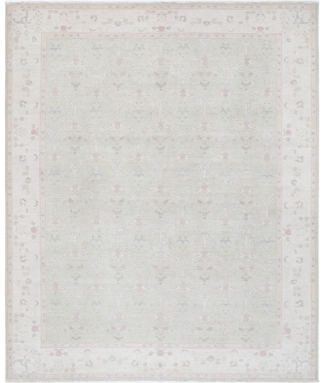 Hand Knotted Serenity Wool Rug 8' 2" X 10' 1" 8' 2" X 10' 1" (249 X 307) / Green / Ivory