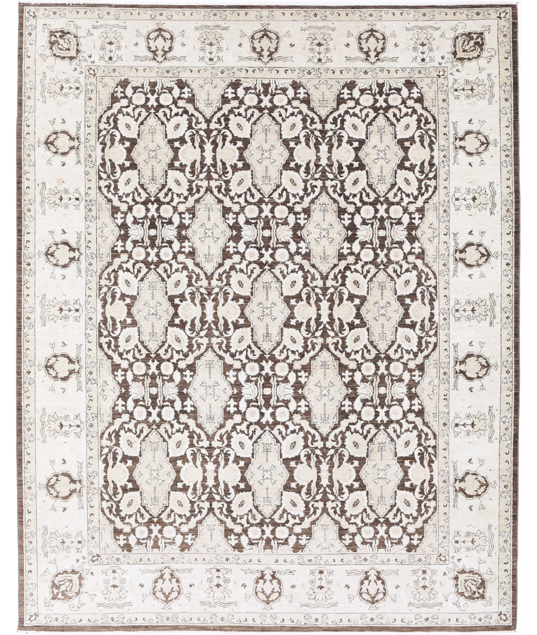 Hand Knotted Serenity Wool Rug 7' 10" X 9' 11" 7' 10" X 9' 11" (239 X 302) / Brown / Ivory