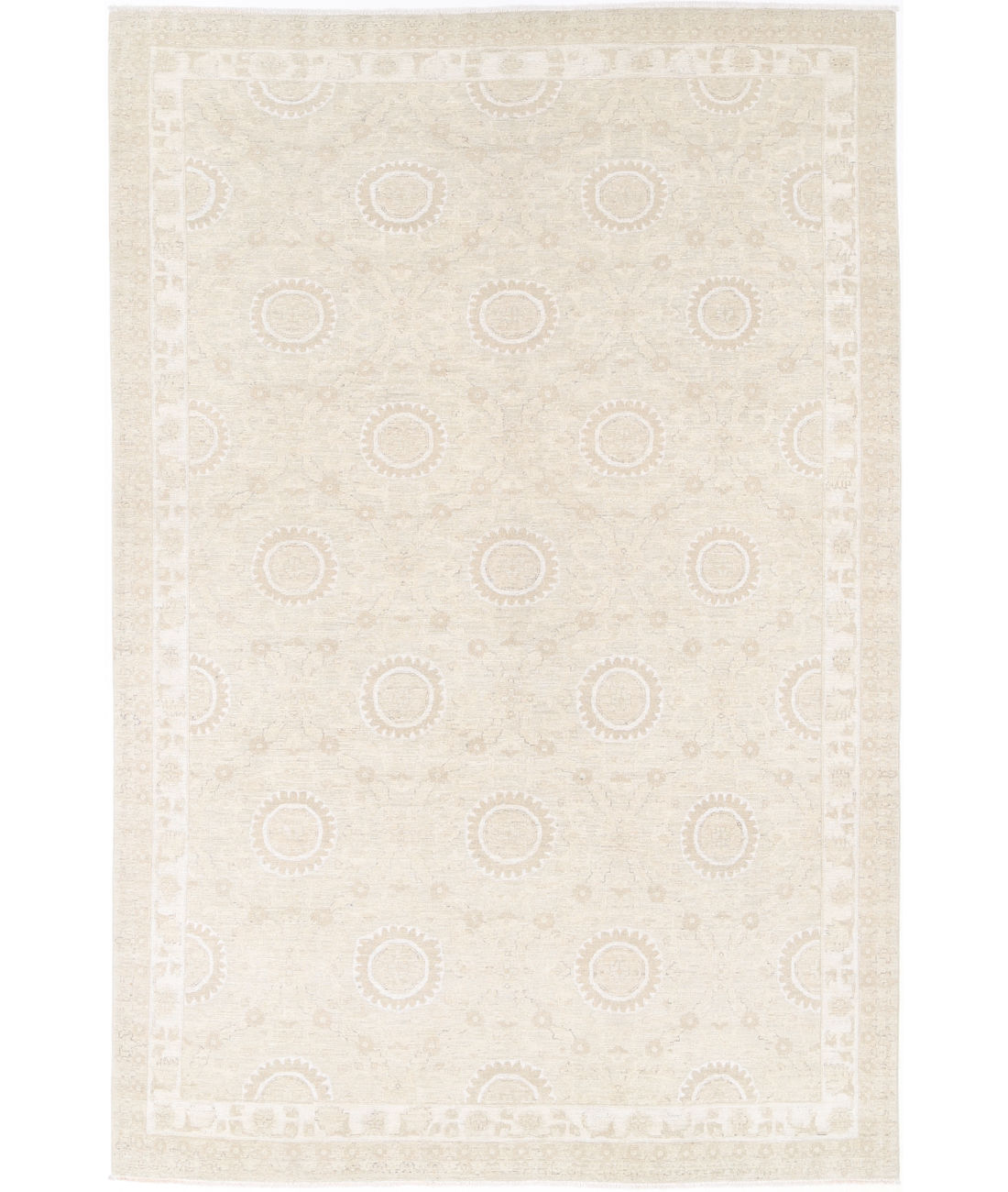 Hand Knotted Serenity Wool Rug 6' 6" X 9' 11" 6' 6" X 9' 11" (198 X 302) / Brown / Ivory
