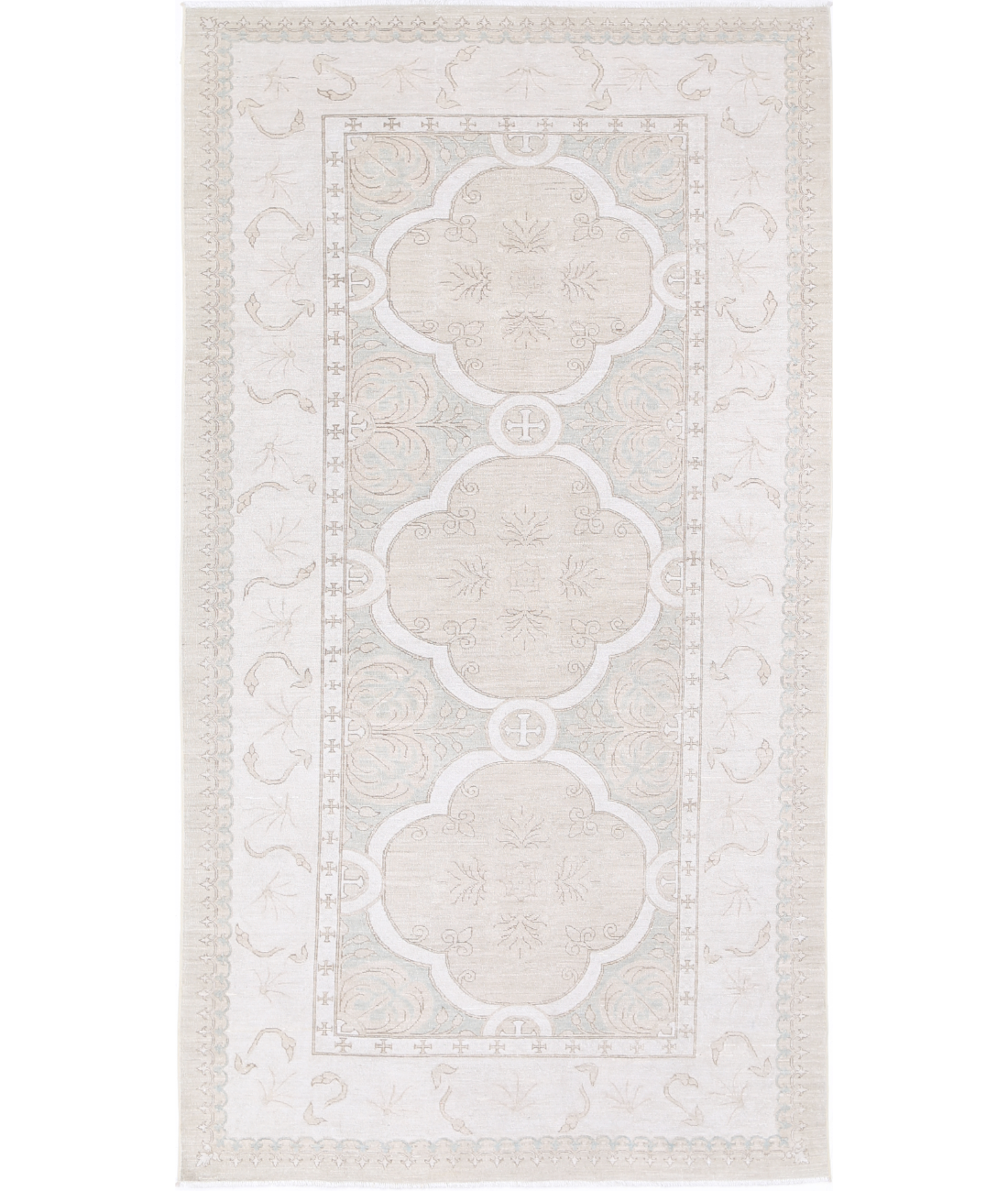Hand Knotted Serenity Wool Rug 5' 2" X 9' 10" 5' 2" X 9' 10" (158 X 300) / Taupe / Ivory