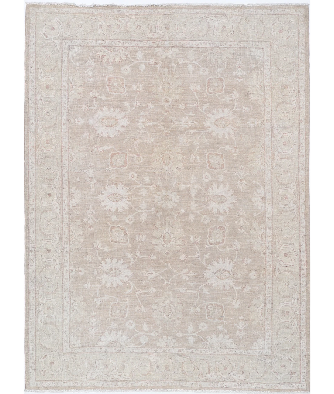 Hand Knotted Serenity Wool Rug 6' 0" X 8' 4" 6' 0" X 8' 4" (183 X 254) / Ivory / Brown
