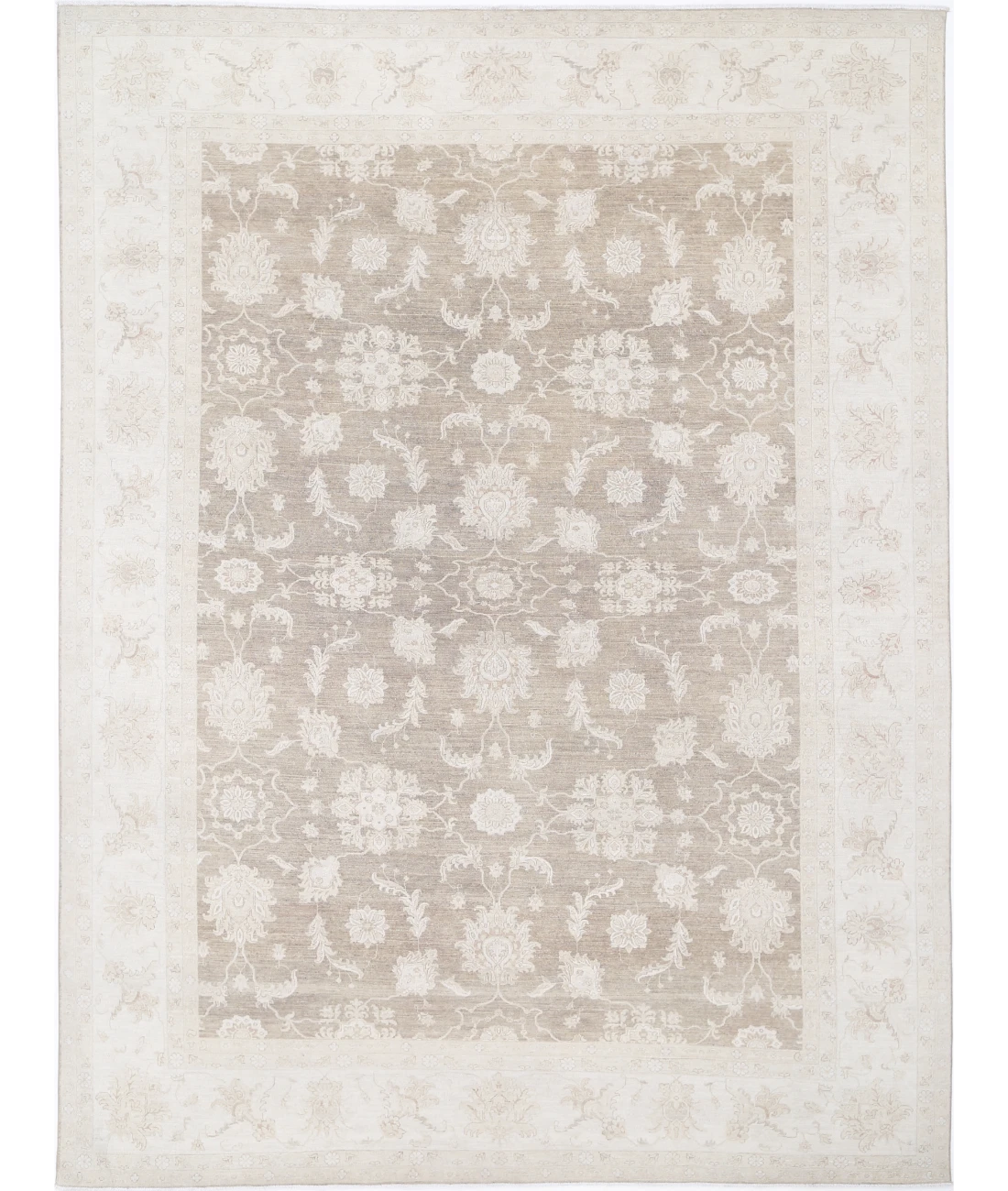 Hand Knotted Serenity Wool Rug 11' 4" X 15' 5" 11' 4" X 15' 5" (345 X 470) / Brown / Ivory