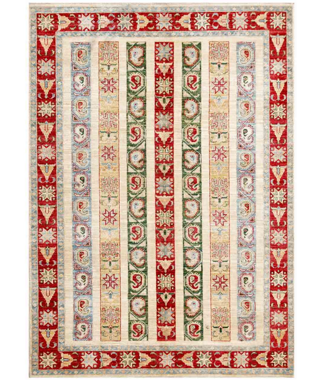 Hand Knotted Shaal Wool Rug  - 5&#39; 6&quot; X 7&#39; 8&quot;