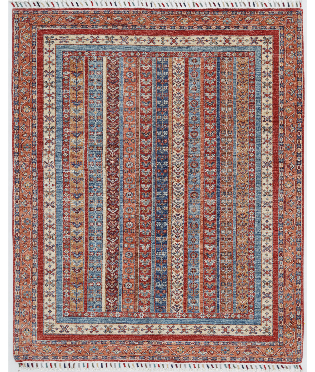 Hand Knotted Shaal Wool Rug  - 5&#39; 1&quot; X 6&#39; 3&quot;