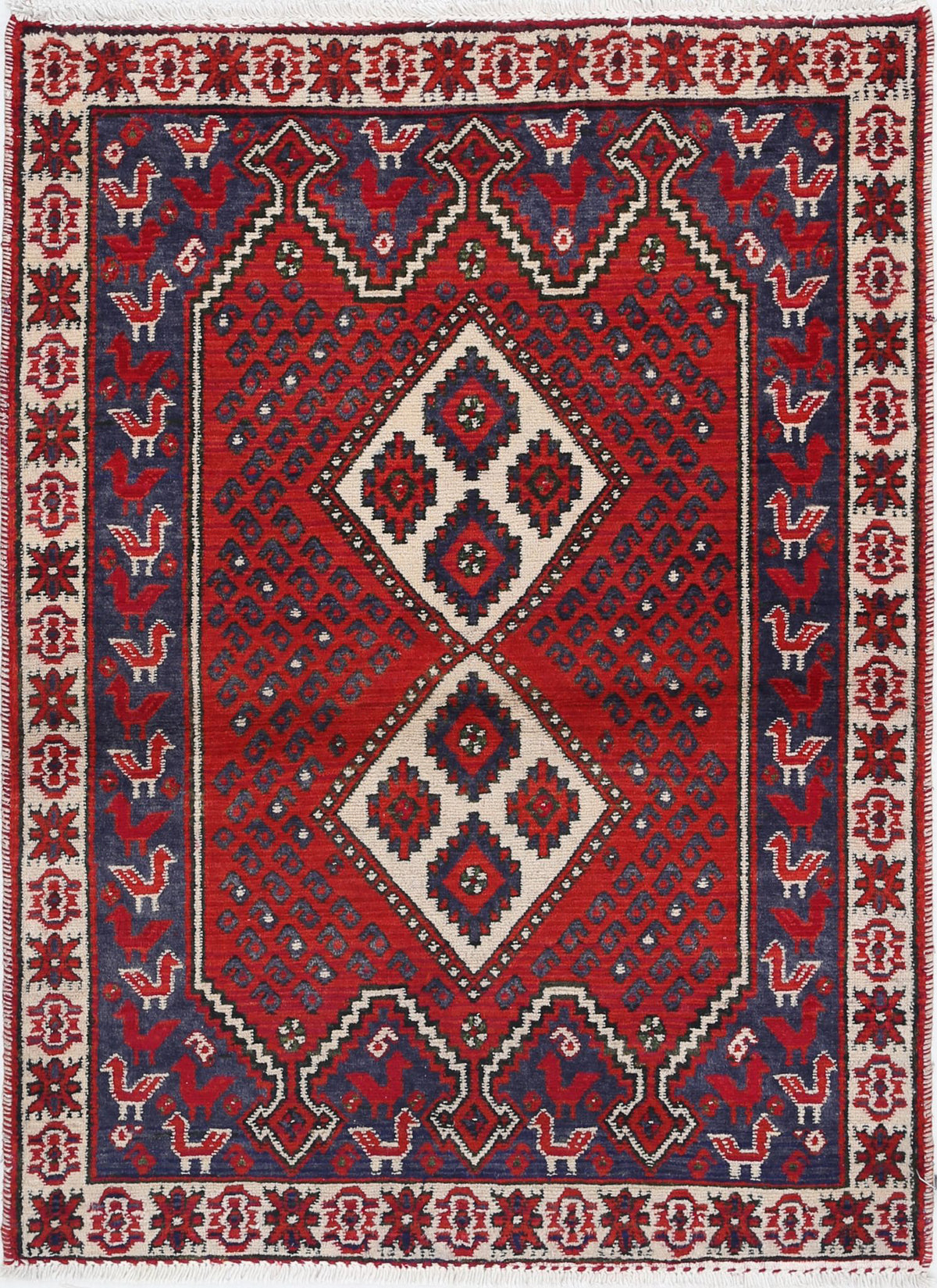 Hand Knotted Oriental Shiraz Wool Rug - 2&#39;9&#39;&#39; x 3&#39;9&#39;&#39;