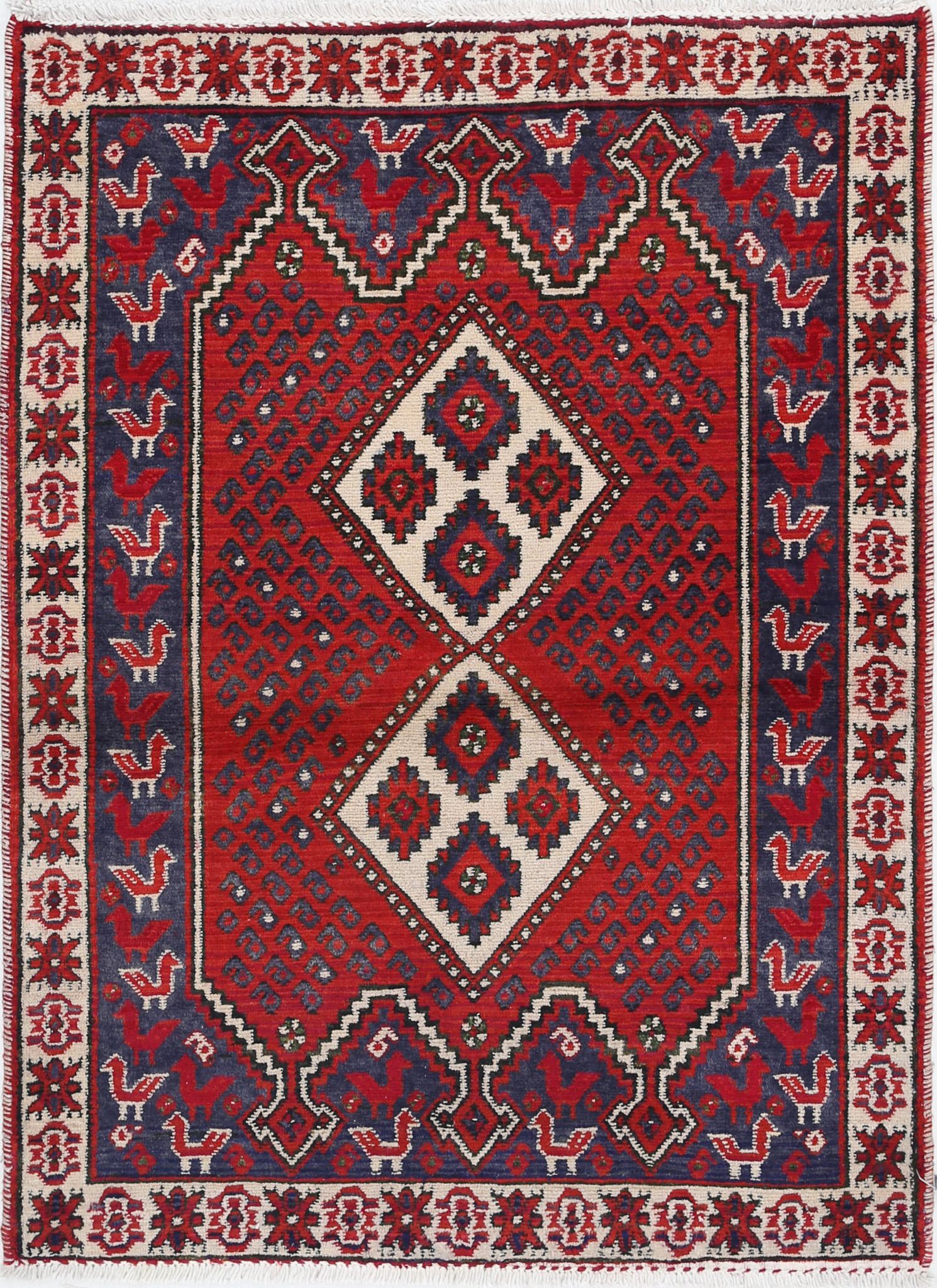 Hand Knotted Oriental Shiraz Wool Rug - 2'9'' x 3'9''