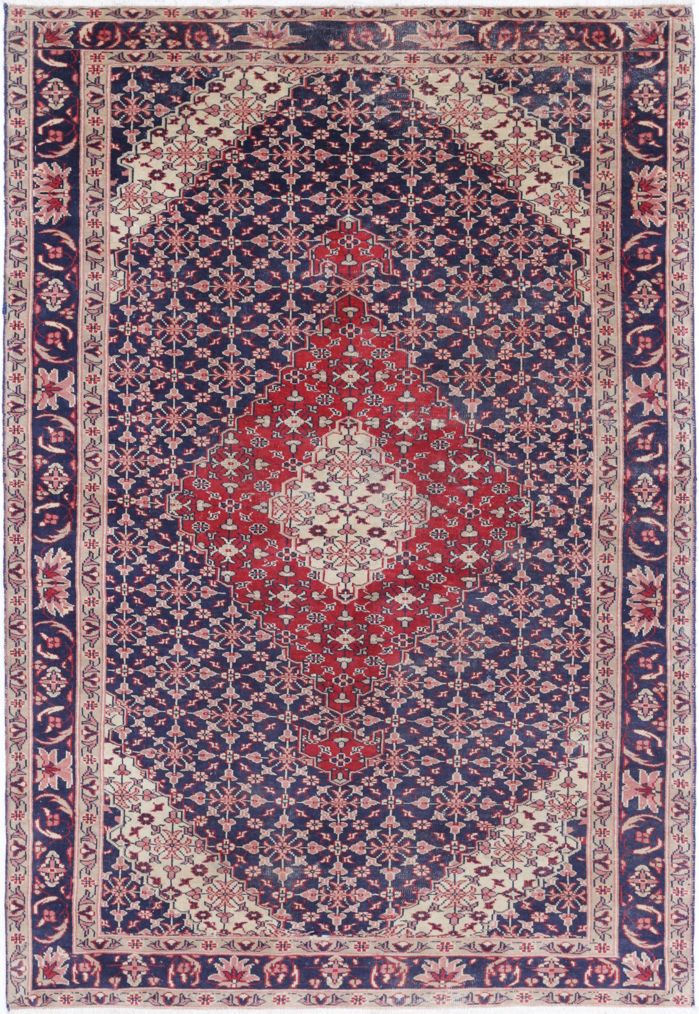 Hand Knotted Tribal Shirvan Wool Rug - 3'11'' x 5'10''