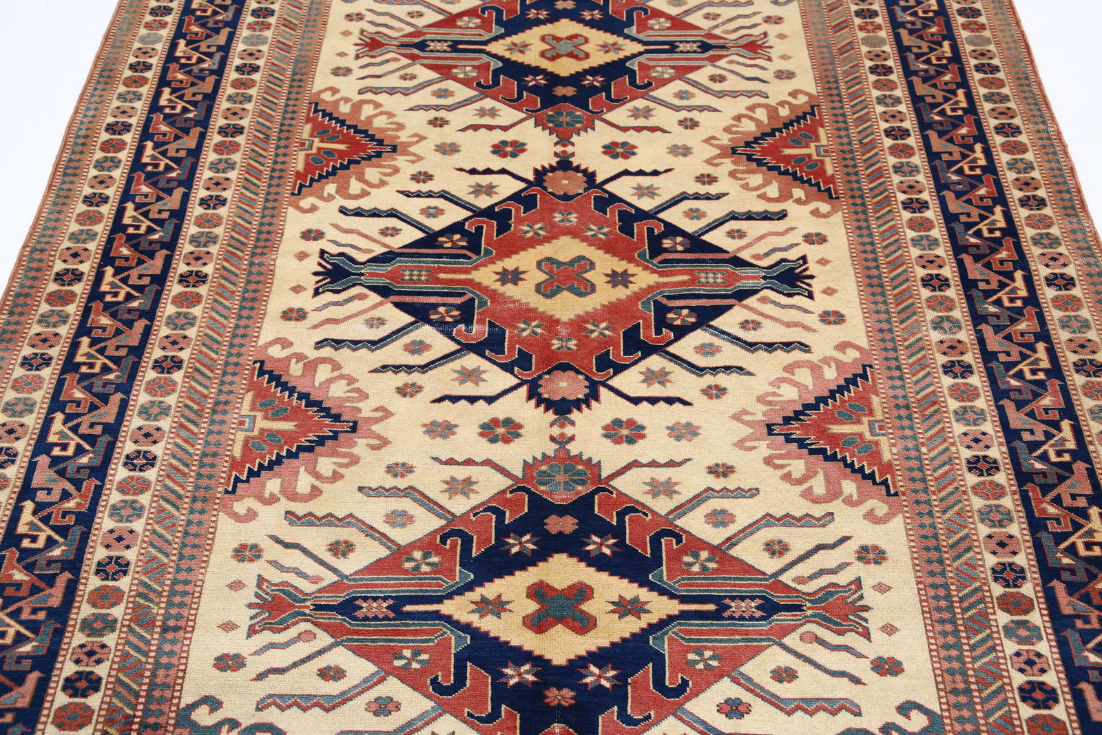 Hand Knotted Tribal Shirvan Wool Rug - 5'3'' x 6'9''