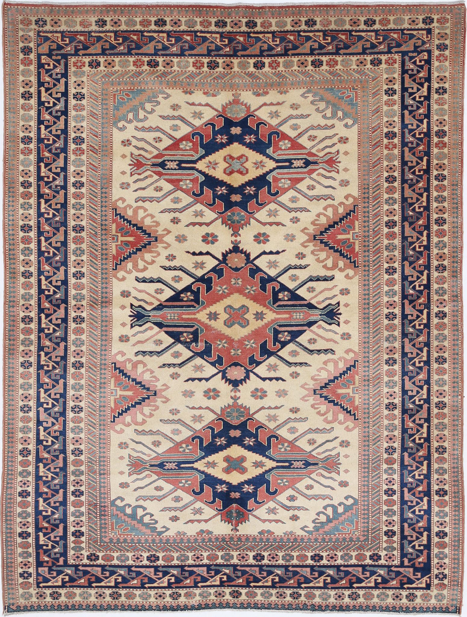 Hand Knotted Tribal Shirvan Wool Rug - 5'3'' x 6'9''