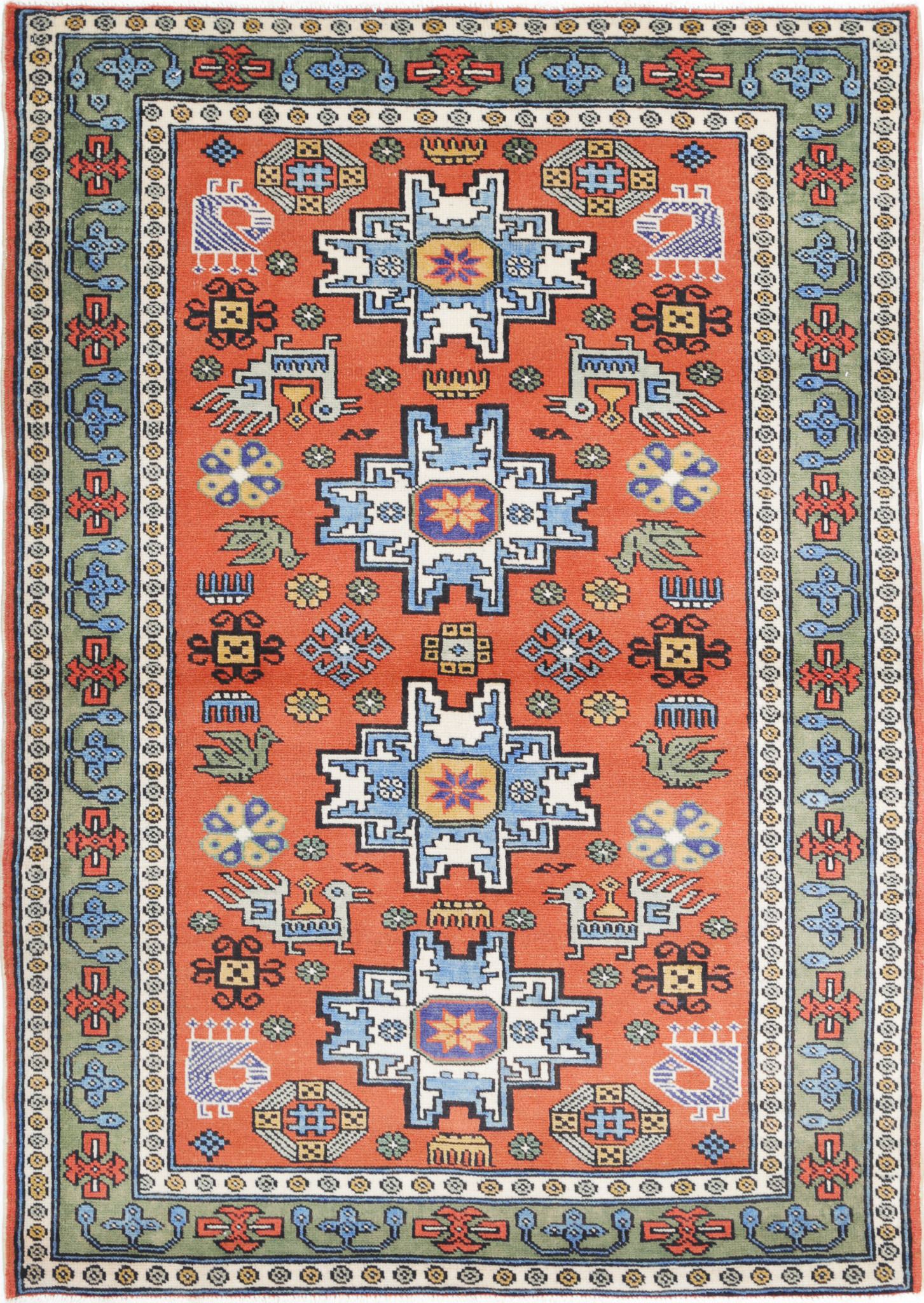 Hand Knotted Traditional Shirvan Wool Rug - 3'7'' x 5'0''