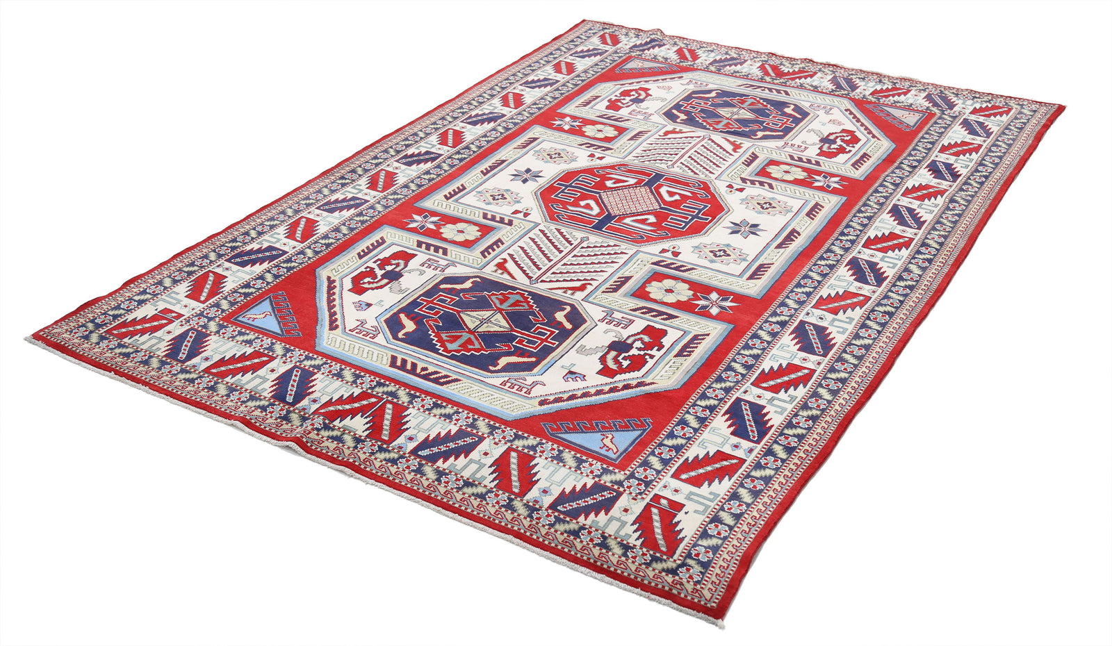 Hand Knotted Tribal Shirvan Wool Rug - 5'2'' x 7'6''