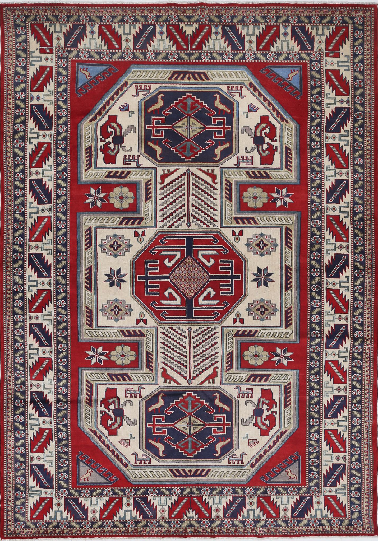 Hand Knotted Tribal Shirvan Wool Rug - 5'2'' x 7'6''