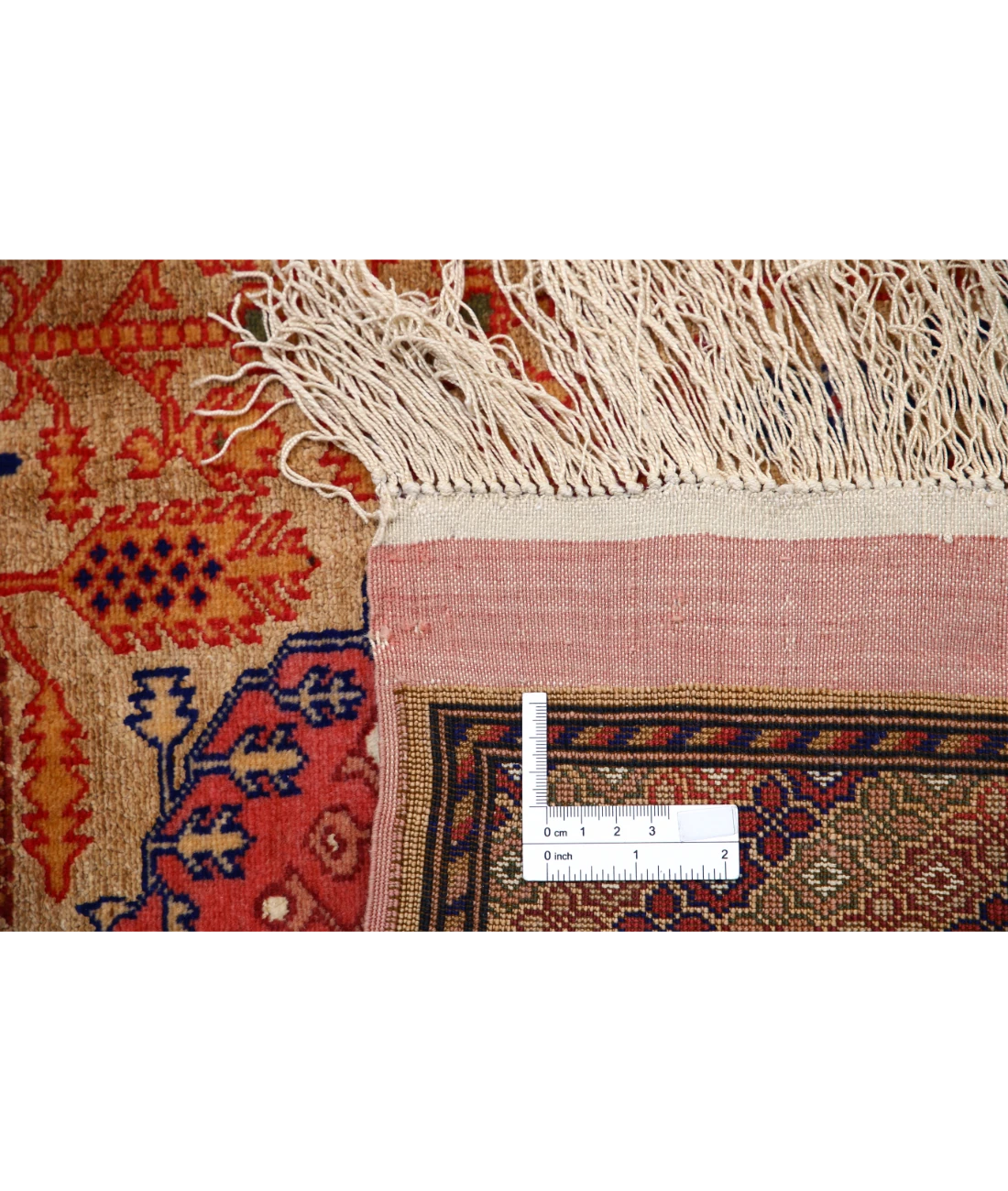 Alfombra de seda y lana Tane de seda tribal anudada a mano - 4'0'' x 5'3''