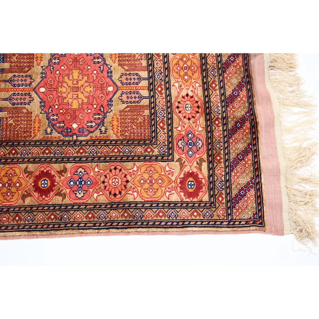 Alfombra de seda y lana Tane de seda tribal anudada a mano - 4'0'' x 5'3''