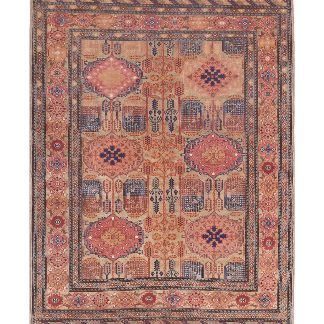 Alfombra de seda y lana Tane de seda tribal anudada a mano - 4'0'' x 5'3''