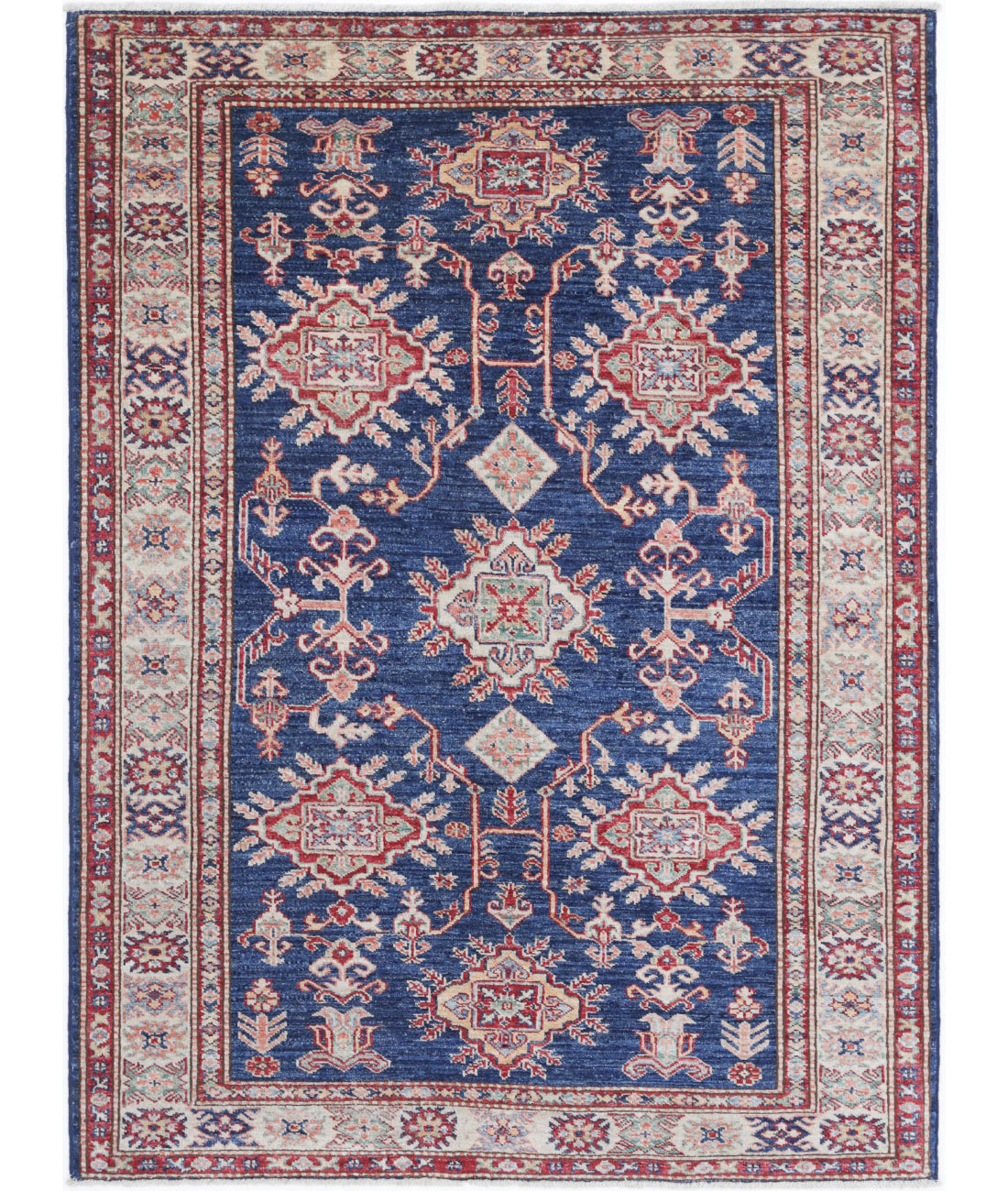 Hand Knotted Royal Kazak Wool Rug - 4'0'' x 5'5''