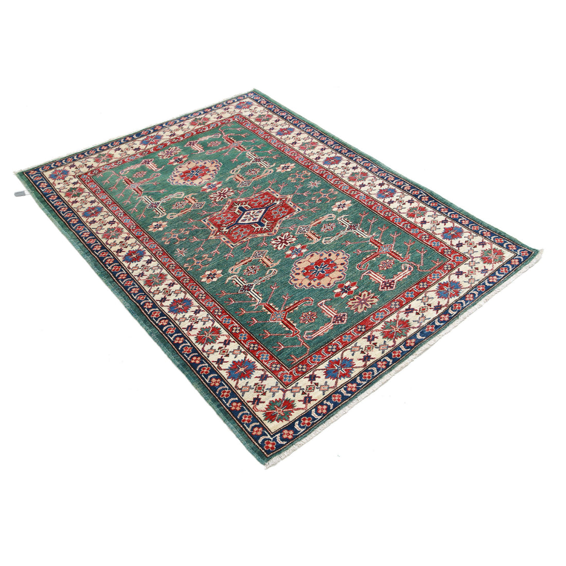 Alfombra de lana Kazak real anudada a mano - 3'10'' x 5'0''