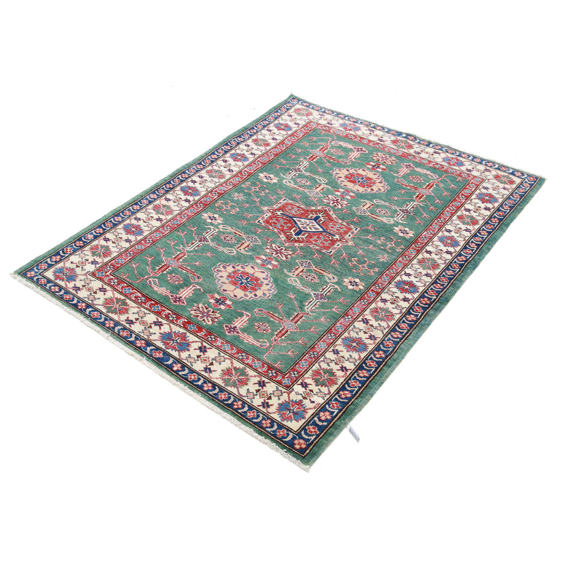 Alfombra de lana Kazak real anudada a mano - 3'10'' x 5'0''