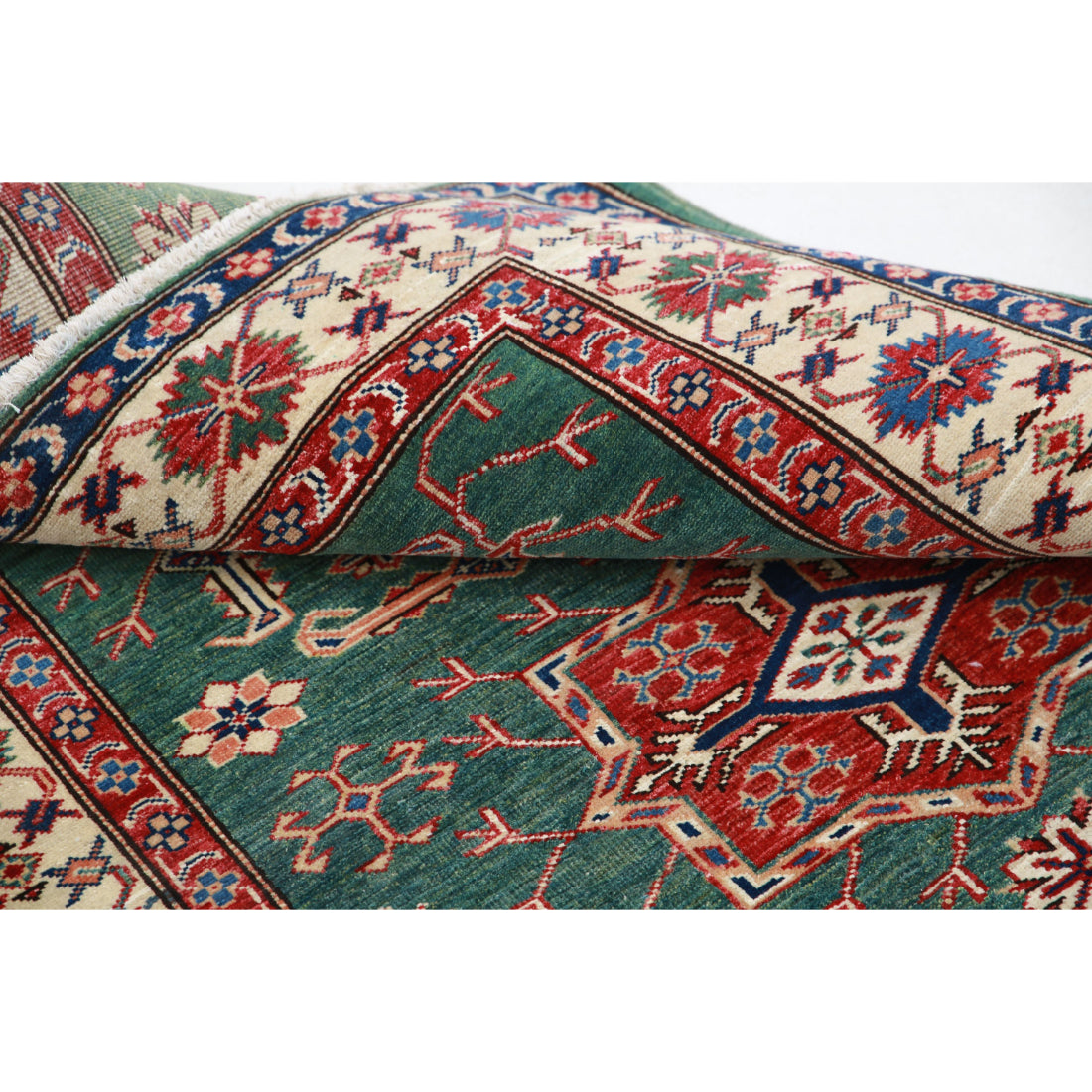 Alfombra de lana Kazak real anudada a mano - 3'10'' x 5'0''