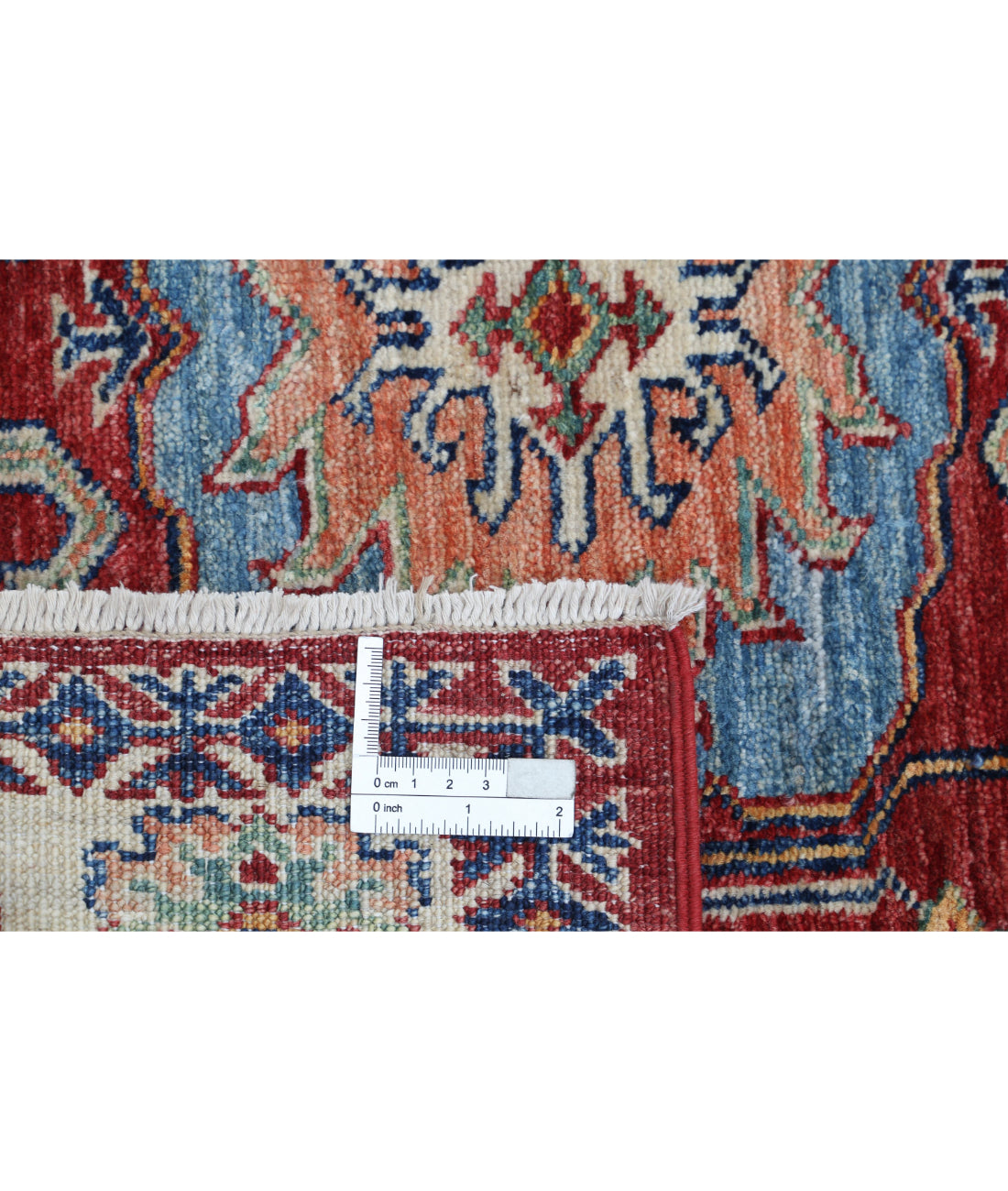 Hand Knotted Royal Kazak Wool Rug - 3'4'' x 4'9'' 3'4'' x 4'9'' (100 X 143) / Red / Ivory