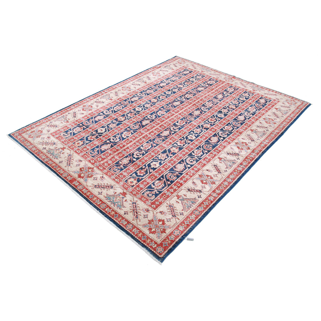 Alfombra de lana Kazak real anudada a mano - 5'5'' x 7'2''