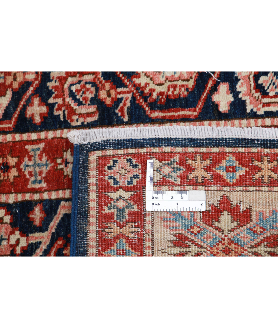Hand Knotted Royal Kazak Wool Rug - 5'5'' x 7'2'' 5'5'' x 7'2'' (163 X 215) / Blue / Ivory