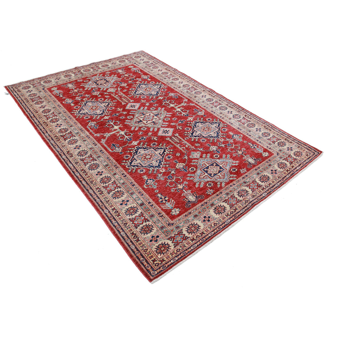 Alfombra de lana Kazak real anudada a mano - 5'4'' x 7'8''
