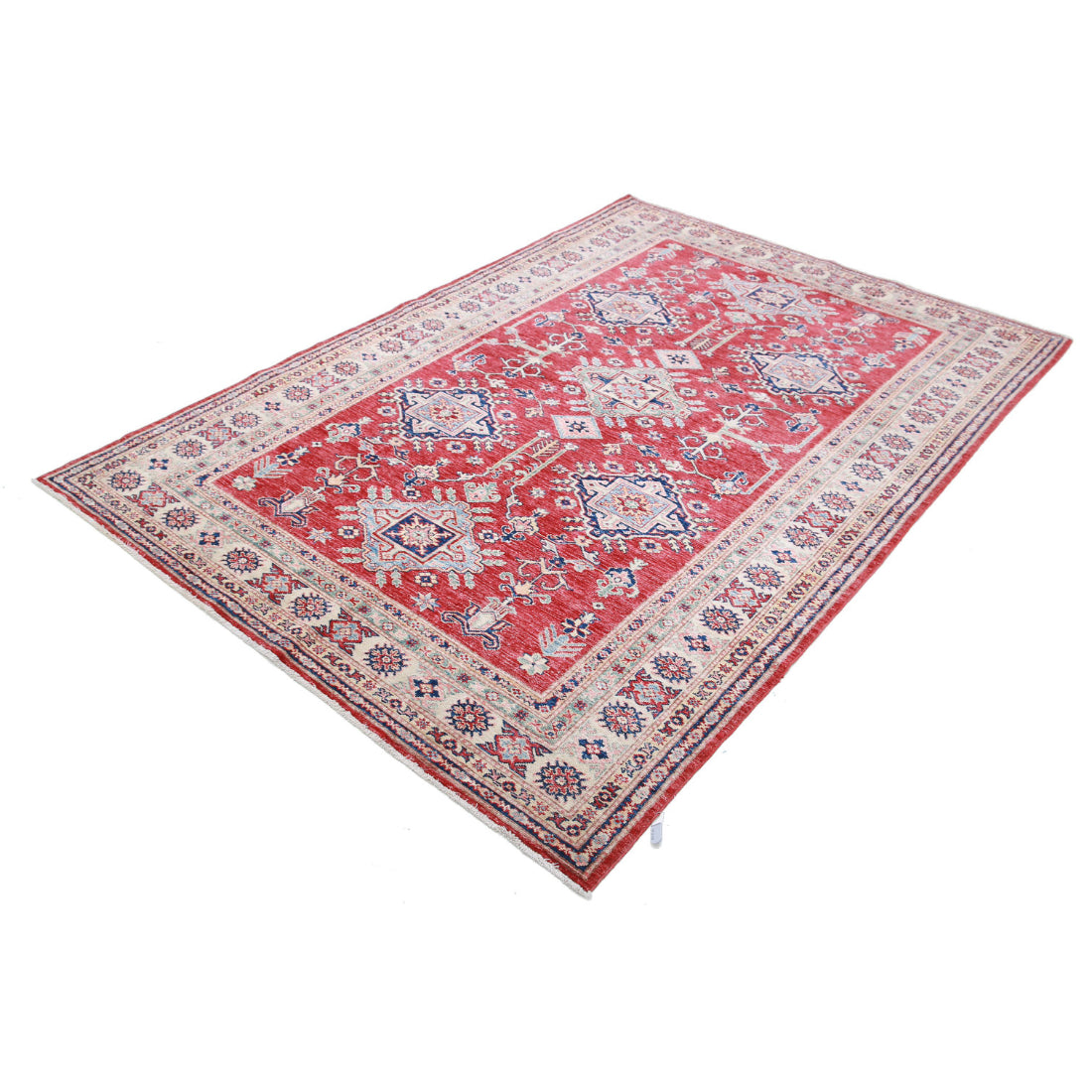 Alfombra de lana Kazak real anudada a mano - 5'4'' x 7'8''