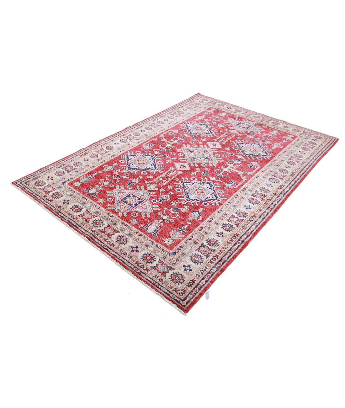 Alfombra de lana Kazak real anudada a mano - 5'4'' x 7'8''