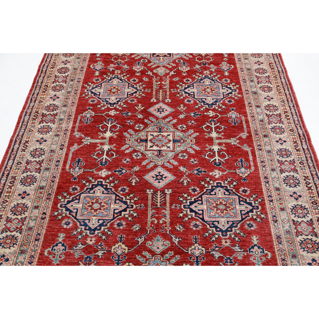 Alfombra de lana Kazak real anudada a mano - 5'4'' x 7'8''