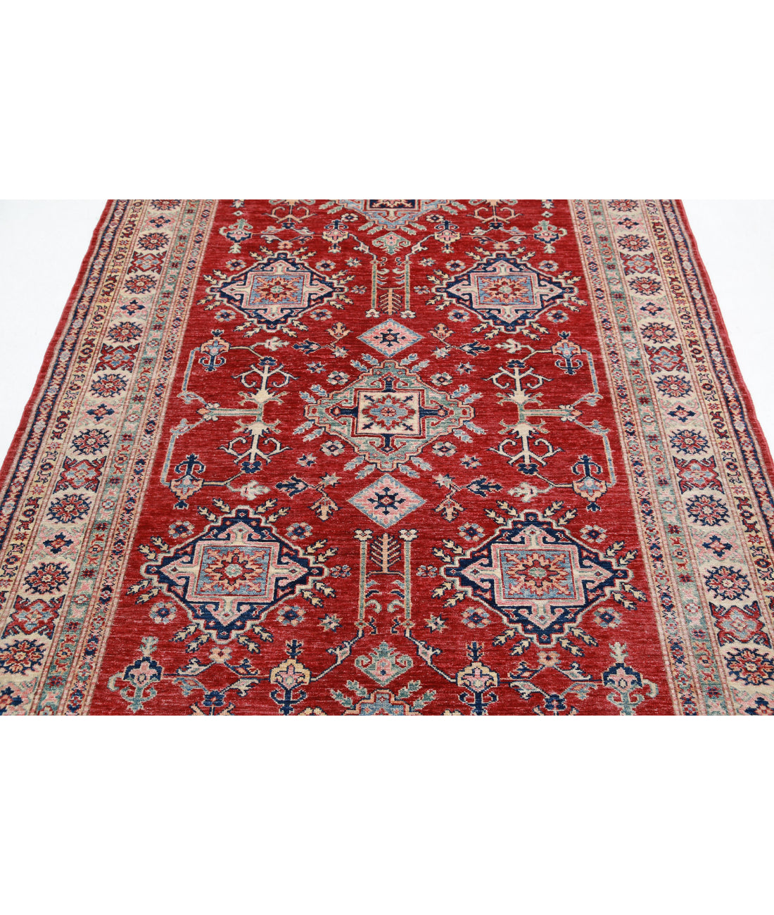 Alfombra de lana Kazak real anudada a mano - 5'4'' x 7'8''