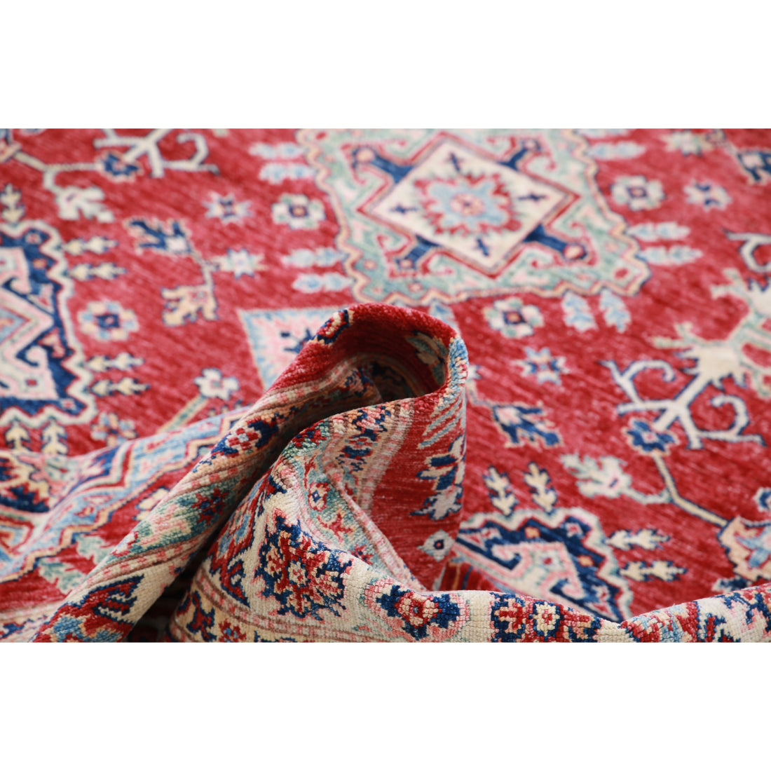 Alfombra de lana Kazak real anudada a mano - 5'4'' x 7'8''