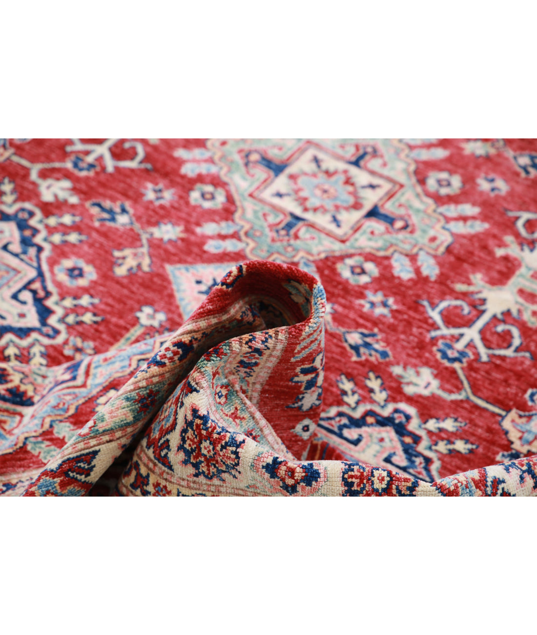 Alfombra de lana Kazak real anudada a mano - 5'4'' x 7'8''