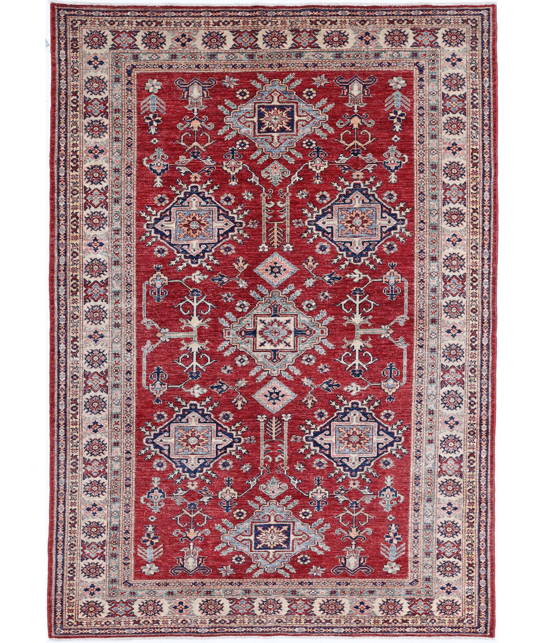 Hand Knotted Royal Kazak Wool Rug - 5&#39;4&#39;&#39; x 7&#39;8&#39;&#39; 5&#39;4&#39;&#39; x 7&#39;8&#39;&#39; (160 X 230) / Red / Ivory
