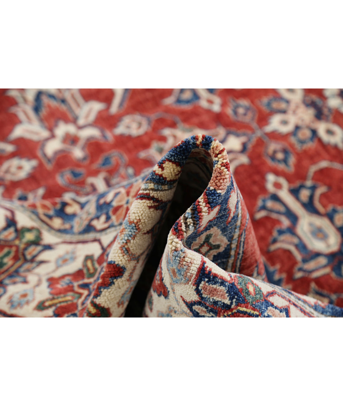 Hand Knotted Royal Kazak Wool Rug - 8'4'' x 11'8'' 8'4'' x 11'8'' (250 X 350) / Red / Ivory