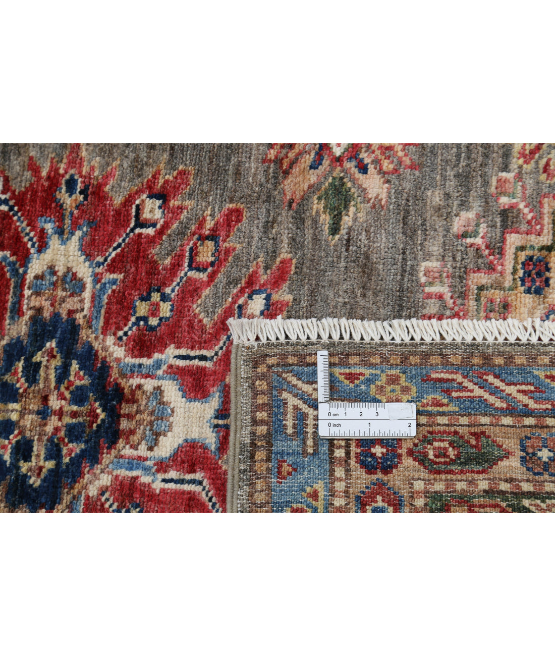 Hand Knotted Royal Kazak Wool Rug - 9'10'' x 13'5'' 9'10'' x 13'5'' (295 X 403) / Grey / Ivory